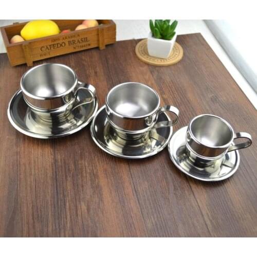 YOYO Bar Supplies/European stainless steel/Double coffee cup/Set flower/Teacup/Milk tea cup/British/Italian/Originality/z