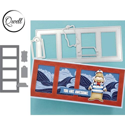 QWELL Metal Cutting Dies Set Tag Banner Nesting Film Frame Slimline DIY Scrapbooking Craft Paper Cards Making Template 2021 New