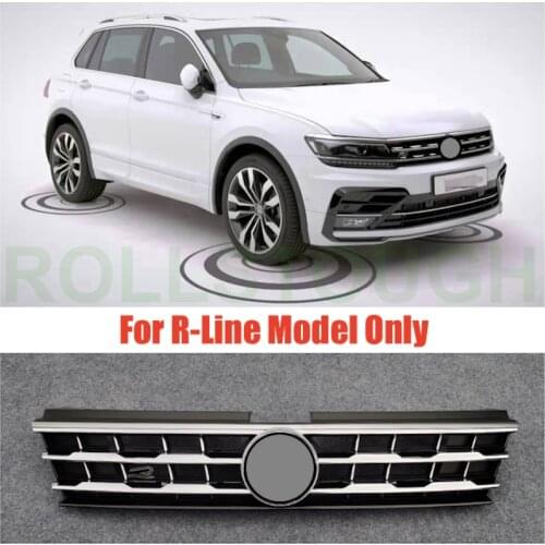 ROLLSORVER Front Bumper Grille Grill For Tiguan R-Line 2019-2020 Chrome With R Emblem
