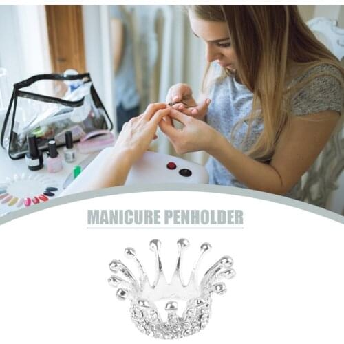 Rhinestones Crown Nail Art Brush Holder Manicure Painting Pens Rest Displayer Polish Decor for Nail Art Accessories