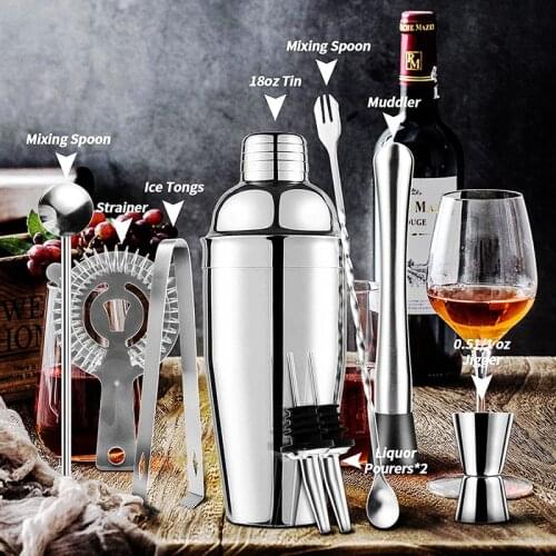 Cocktail Shaker Martini Shakers Professional Bar Set Stainless Steel Drink Bartender Barware Tools Kit 550/750ML