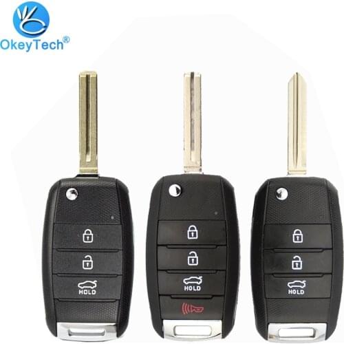 OkeyTech Replacement Flip Folding Remote Key Shell Holder Cover Fob Housing Case For Kia Sorento Carens Hyundai Avante 3/4Button