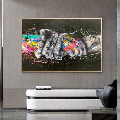 Street Graffiti Art Inspirational Canvas Painting Lover Hands Wall Art Posters Prints Wall Pictures for Living Room Home Cuadros