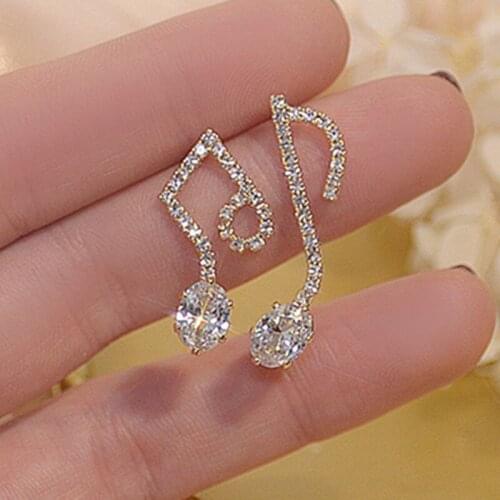 Xinbada Fashion Jewelry S925 Silver Needle AAA Zircon 14k Real Gold Plated Asymmetric Note Stud Earrings for Woman