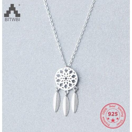Hot Sale 100% 925 Sterling Silver Korea Style Simple Trendy Dreamcatcher Pendant Choker Clavicle Necklace Jewelry for Women