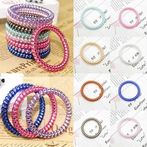 1PC Elastic Hair Bands Spiral Shape Telephone Wire Ponytail Holder Hair Ties Rubber Band Hair Rope Hair Accessories Hot Sale