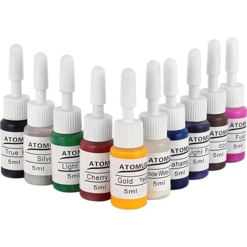 10 Colors 0.18oz/Bottle Professional Tattoo Ink Pigment for Permanent Makeup