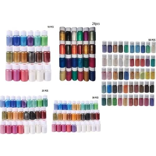 18 Colors Pigments Brilliant Mica Powder Kit Epoxy Resin Colorant Makeup Bath Bomb Soap Candle Making Powder Pigment