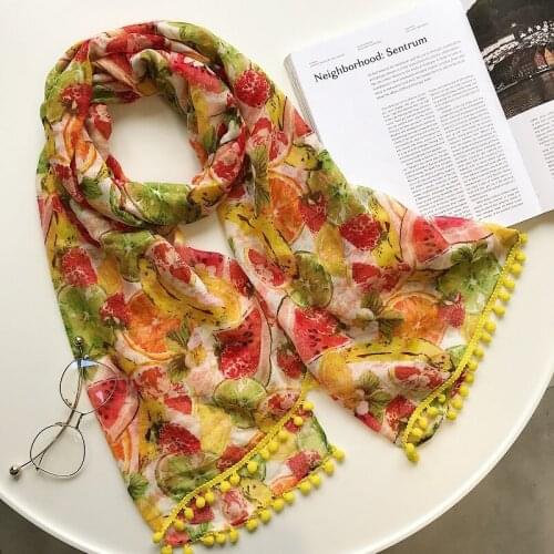 2018 Newest Women Fruit Pattern Cotton Tassel Scarf 10PCS/LOT