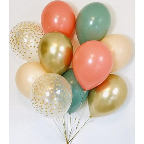 25pcs Retro Bean Green Metal Balloon Coffee Latex Balloon Wedding Birthday Party Adult Kids Helium Globos Baby Shower Decoration