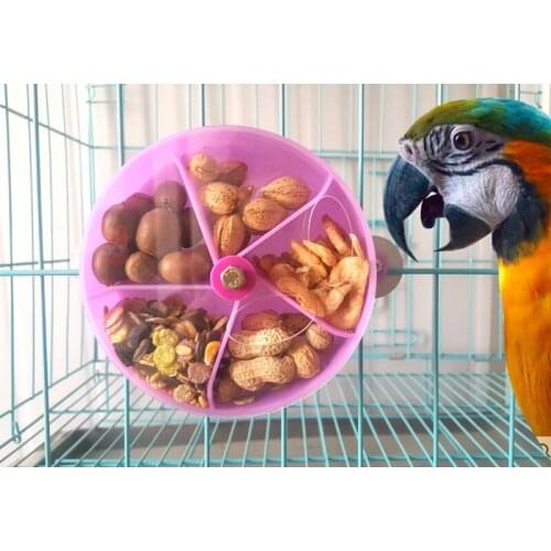 5 Grid Pet Bird Feeder Parrot Food Storage Container Hanging Foraging Rotating Bird Food Bowl Bird Play Toy