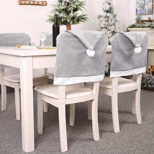 6 Pcs Christmas Chair Back Covers Santa Claus Hat Dining Chair Slipcovers Christmas Holiday Party Decorations Supplies