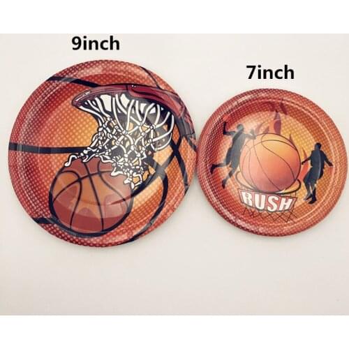8pcs Cartoon Basketball Theme Disposable 7/9inch Paper Plates Party Tableware
