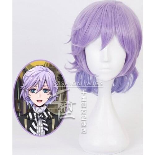 Anime Twisted Wonderland Light Purple Ombre Short Cosplay Wig The Little Mermaid Synthetic Hair Halloween Costume Party Wigs
