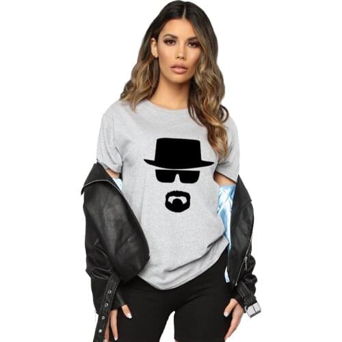 BLWHSA Heisenberg Printing T Shirt Women Fashion Girl Summer Plump Breaking Bad T-Shirt Funny Hip Hop Lady Plus Tops Clothing