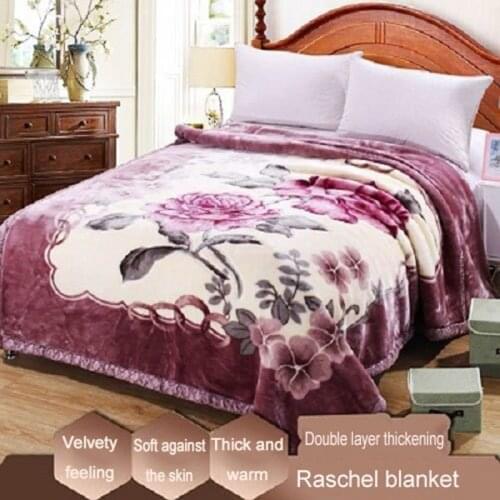 Flower Raschel blanket double-layer thickened coral fleece blanket winter warm super soft red knee-holding blanket