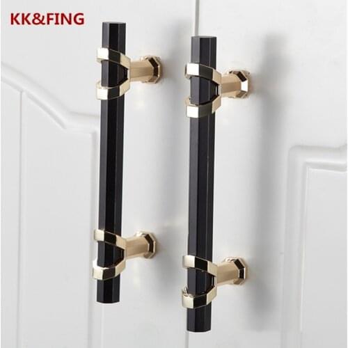 KK&FING American Long Cabinet Handles Strip Black Gold Drawer Knobs Wardrobe Long Door Handles Zinc Alloy Furniture Hardware