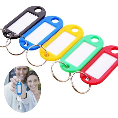 XUNZHE Labels 20pcs Colored Plastic Keychains for Keys Luggage ID Tag Key Rings with Labels with Name Cards