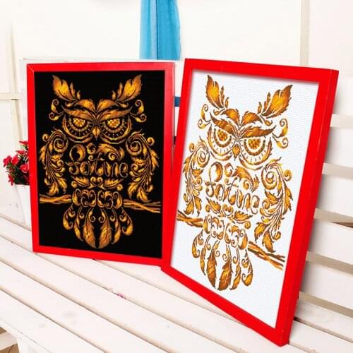 Fortune owl rcross stitch package animal bird white black canvas 18ct 14ct 11ct cloth cotton thread embroidery DIY handmade