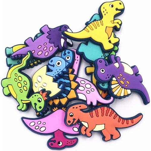 Good Quality Wholesale 100PCS Mix Dinosaur PVC Craft Flat Back Jewelry DIY Boys Clothes Shoes Charms Embellishment Scrapbook