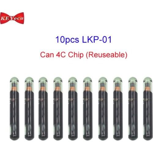 KEYECU 10pcs LKP-01 4C Copy Chip Glass Car Key Transponder Chip, Reuseable