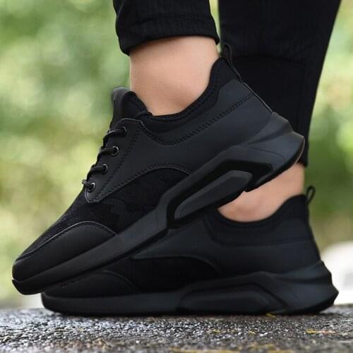 Spring Fashion Men Casual Shoes Breathable Korean Platform Sneakers Men Shoes Slip On Black Leather Sneakers Zapatillas Hombre
