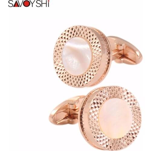 SAVOYSHI Round Cufflinks For Mens High Quality Fashion Cuff links Luxury Shirt Cuff buttons Wedding Gift Brand Jewelry
