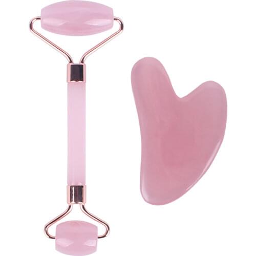 2pcs/set Face Spa Massage Neck Roller Resin Gua Sha Scraper Board Face Lift Up Wrinkle Remover Face Roller Scraper Set