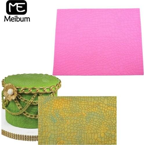 Meibum Crocodile Skin Lace Fondant Cake Mold Wedding Birthday Pastry Sugar Craft Decorating Mould Chocolate Embossing Side Pan
