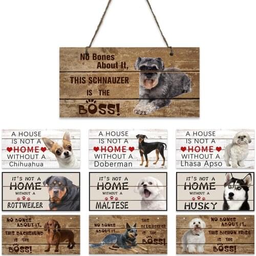 Cute Animal Dog Wooden Plaque Garden Residential Area Pet Shop Decorative Plates Poodle Wall Art Decor Hanging Sign