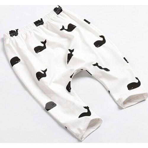 New 4 Color Printed Full Length Pants Baby Kids Cute Whale Patterns Children Spring Autumn Cotton Casual Trousers
