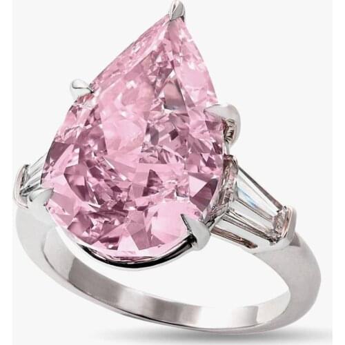 Exquisite Pink Crystal Zircon Morgan Stone Ring For Women Charm Wedding Anniversary Ring Jewelry Elegant Ladies Party Accessorie