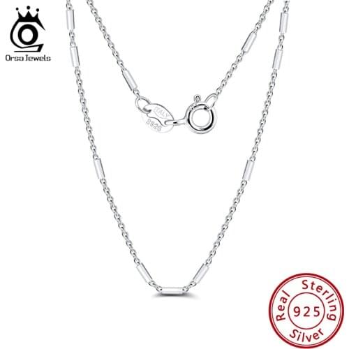 ORSA JEWELS Men Women Bar Cable Chain Italian 925 Sterling Silver Necklace Women Sterling Silver Necklaces Chains Jewelry SC28
