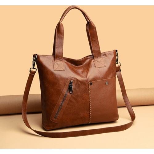 Casual Large Capacity Women Tote Shoulder Bag Pu Leather Ladies Messenger Handbag Soft Shopping Crossbody Bag Female Designer