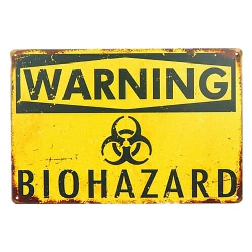 Warning Biohazard Metal Tin Sign Halloween Horror Decor Zombie Man Cave Home Decor Craft Wall Plaques