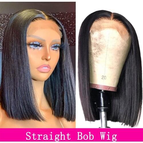 Straight Bob 13x4 Lace Front Human Hair Wigs For Black Women Brazilian Remy Glueless 4x4 5x5 Lace Closure Transparent Frontal