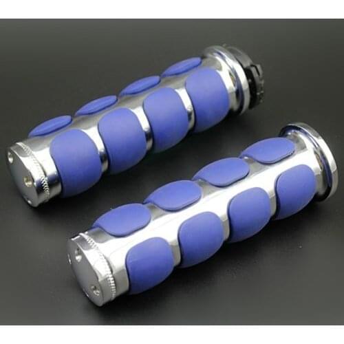 1" 25mm Handlebar Blue And Chrome Hand Grips For Harley Honda Yamaha Suzuki Rebel VLX VL 400 800 VT Shadow Aero XV S VN Softail