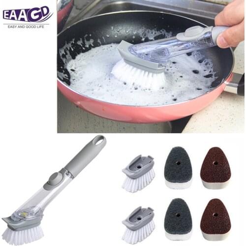1Set Brush Pot Dishwashing Artifact Wash Pot Brush Household Long Handle Oil Brush Hydraulic Pot Brush for Kitchen Dishwashing