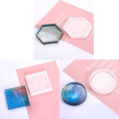 Coaster Silicone Mould Epoxy Resin Mold Round Square Hexagon Coaster Resin Mold