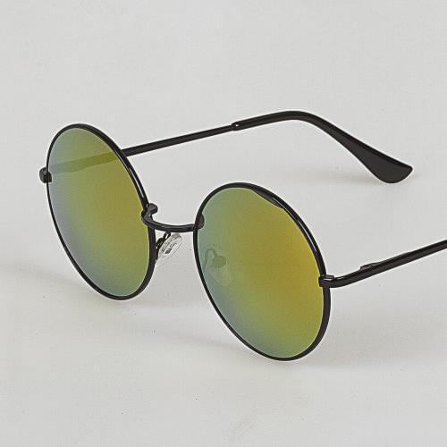Round Yellow Glazed Black-Rimmed Sunglasses (7)