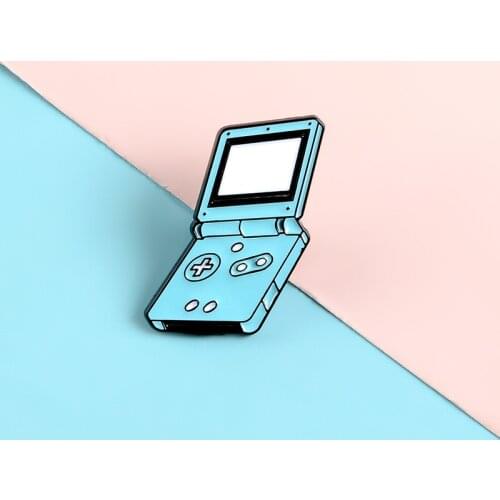 Vintage Handheld game console Enamel Pins Cartoon Brooches Shirt Bag Blue Game Button Badge Fashion Jewelry For Kids Friends