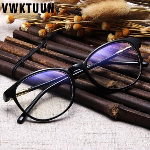 VWKTUUN Myopia Eyeglasses Frame Women Eye Glasses Frame Men Vintage Glasses Frames Light Fake Glasses Students Eyewear