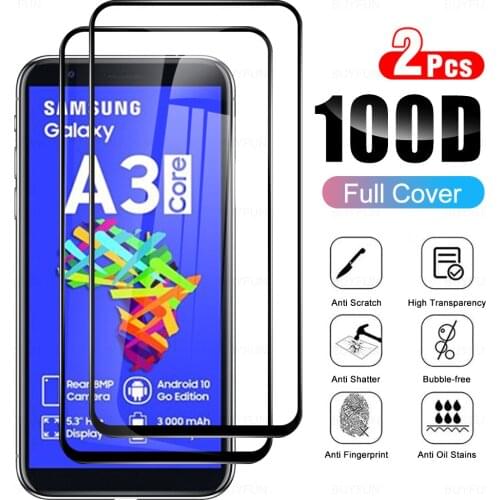2Pcs Full Cover Tempered Glass For Samsung Galaxy A3 Core Glasses Protective Glas For Sansung Sumsung A 3 A3Core Protection Film