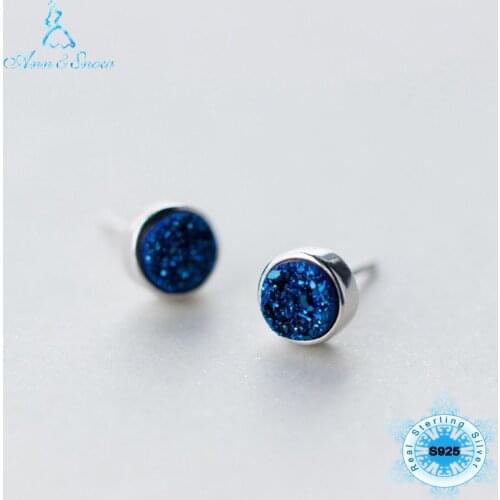 Brand 100% 925 Sterling Silver Fine Jewelry 925 Earrings Gifts For Women Blue Sapphire Wholesale Dropshipping Luxury Jewelry