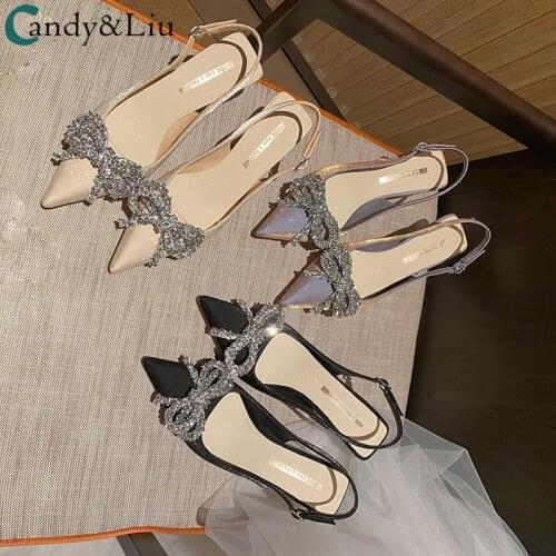 High Heels Womens New Temperament Crystal Diamond Colorful Cloth Casual Single Shoes In Spring Summer 2021