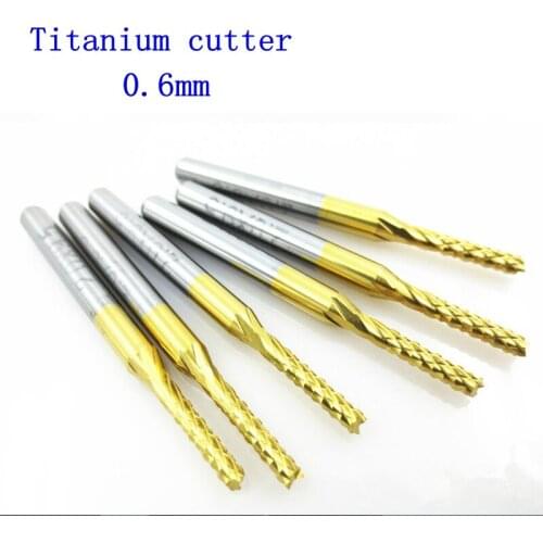 10pcs 0.6mm High Qualtiy Tungsten Steel Titanium Coat Carbide Mill Engraving Bits Cnc Pcb Rotary Burrs Milling Cutter Drill Bit
