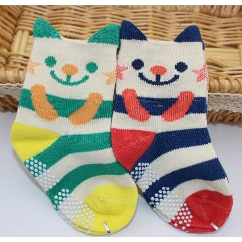 2 Pairs/lot Cotton Striped Baby Socks Infant Funny Socks Anti Slip Newborn Baby Boys Girls Sock Cute Toddler Kid Socks
