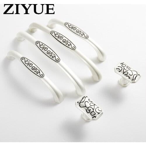 2PCS/LOT Free Shipping Painted Black Handle Modern Minimalist Silver Carved Cabinet Furniture Wardrobe Door Doorknob