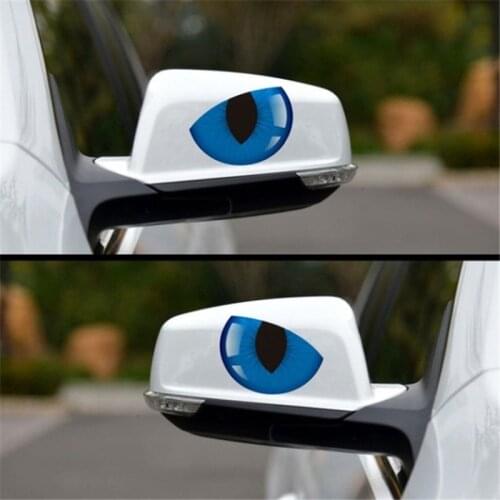 2pcs Cute Simulation Cat Eyes Car Stickers 3D Vinyl Decal For Rearview Mirror Car Head Engine Covers Window Decoration