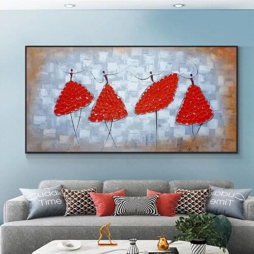 Abstract Thick Textured Dancing Girl Oil Painting On Canvas Hand Painted Modern Wall Art For Living Room Home Decor No Frame